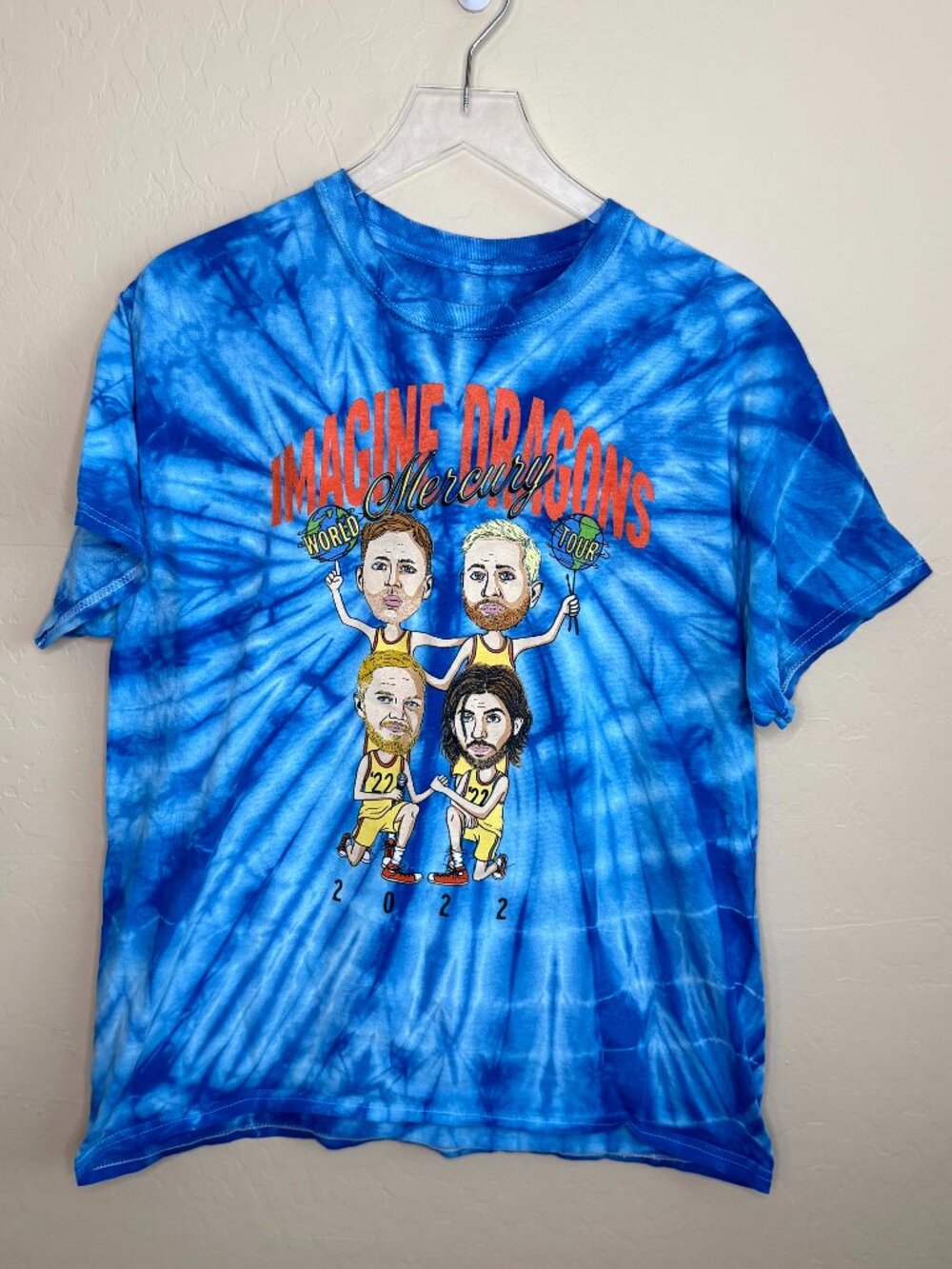 Imagine Dragons Blue Tie Dye 2022 World Mercury Tour T-Shirt Large